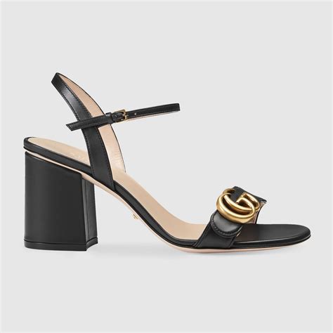 black leather gucci sandals|gucci black heel sandals.